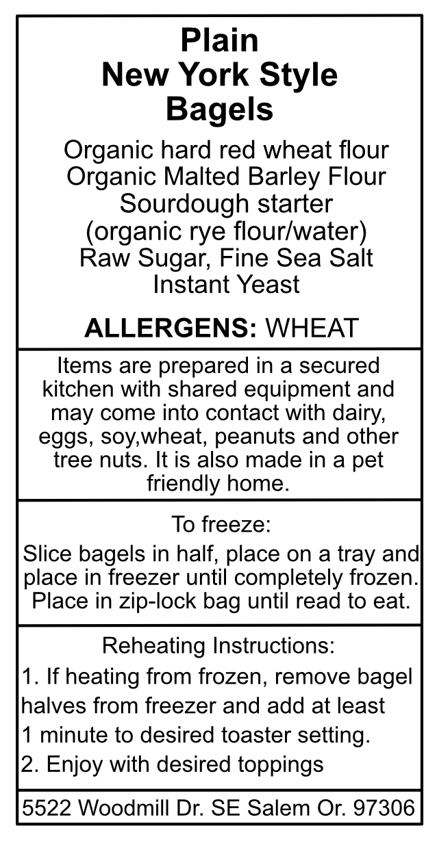 1/2 dozen Plain Sourdough Bagels